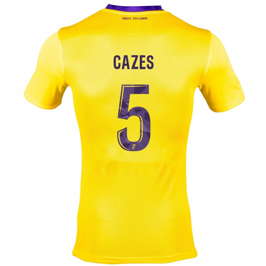 Kids Football Manon Cazes #5 Yellow Purple Away Jersey 2024/25 T-Shirt Canada