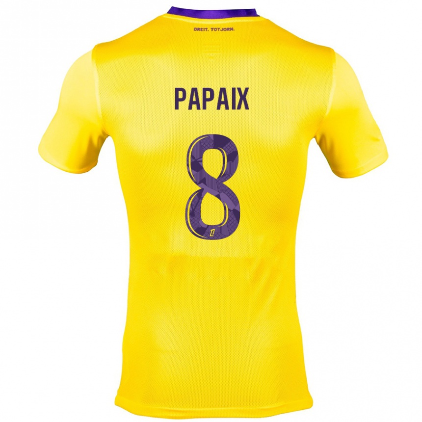 Enfant Football Maillot Pauline Papaix #8 Jaune Violet Tenues Extérieur 2024/25 Canada