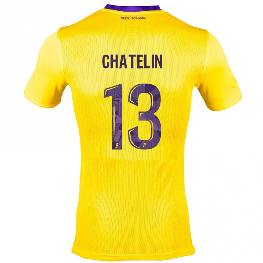 Enfant Football Maillot Delphin Chatelin #13 Jaune Violet Tenues Extérieur 2024/25 Canada