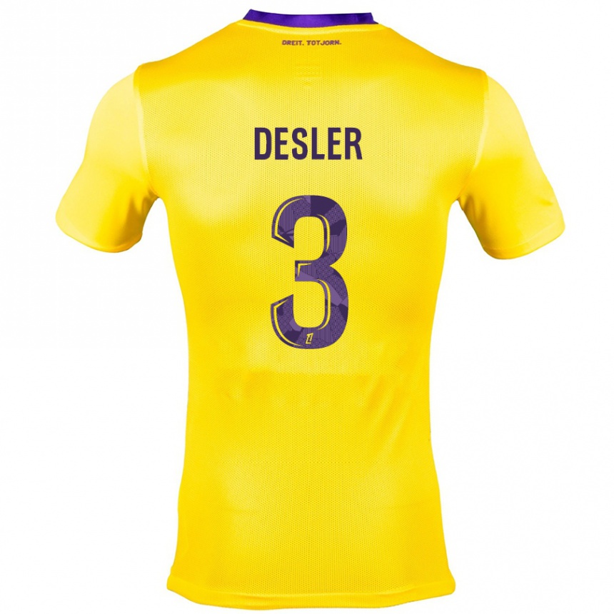 Enfant Football Maillot Mikkel Desler #3 Jaune Violet Tenues Extérieur 2024/25 Canada