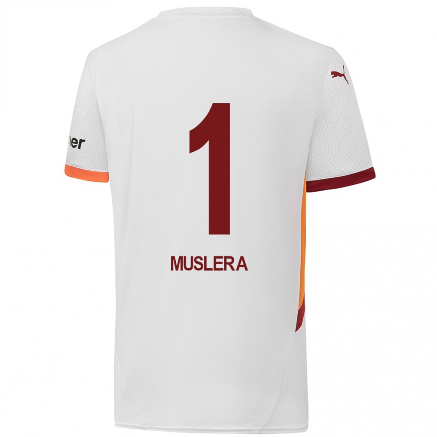 Enfant Football Maillot Fernando Muslera #1 Blanc Jaune Rouge Tenues Extérieur 2024/25 Canada