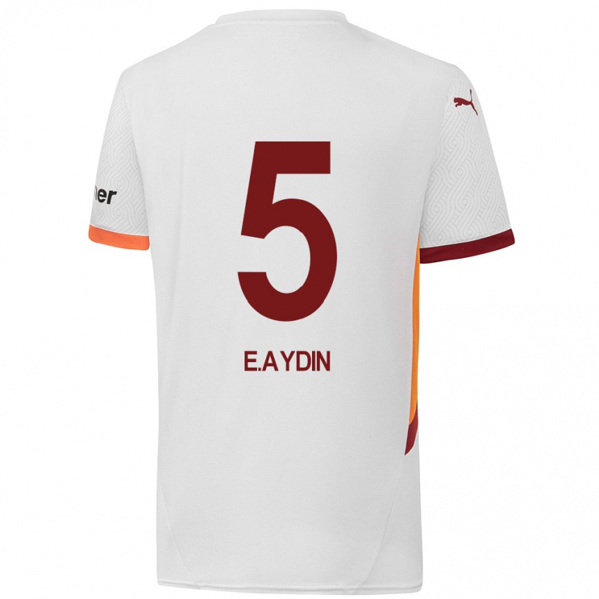 Enfant Football Maillot Eyüp Aydin #5 Blanc Jaune Rouge Tenues Extérieur 2024/25 Canada