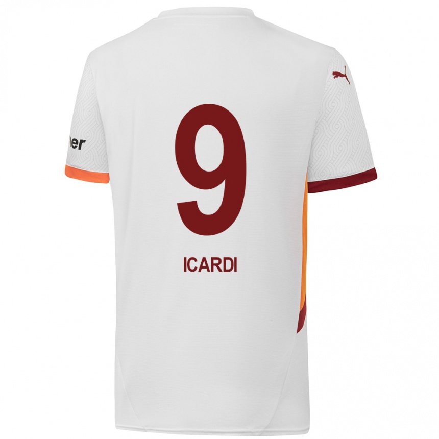 Enfant Football Maillot Mauro Icardi #9 Blanc Jaune Rouge Tenues Extérieur 2024/25 Canada