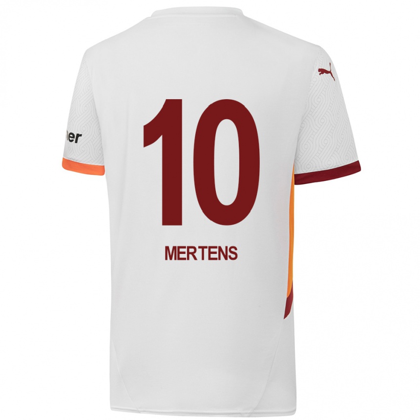 Enfant Football Maillot Dries Mertens #10 Blanc Jaune Rouge Tenues Extérieur 2024/25 Canada