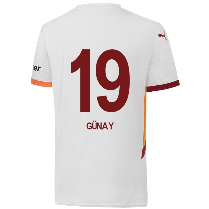 Kids Football Günay Güvenç #19 White Yellow Red Away Jersey 2024/25 T-Shirt Canada