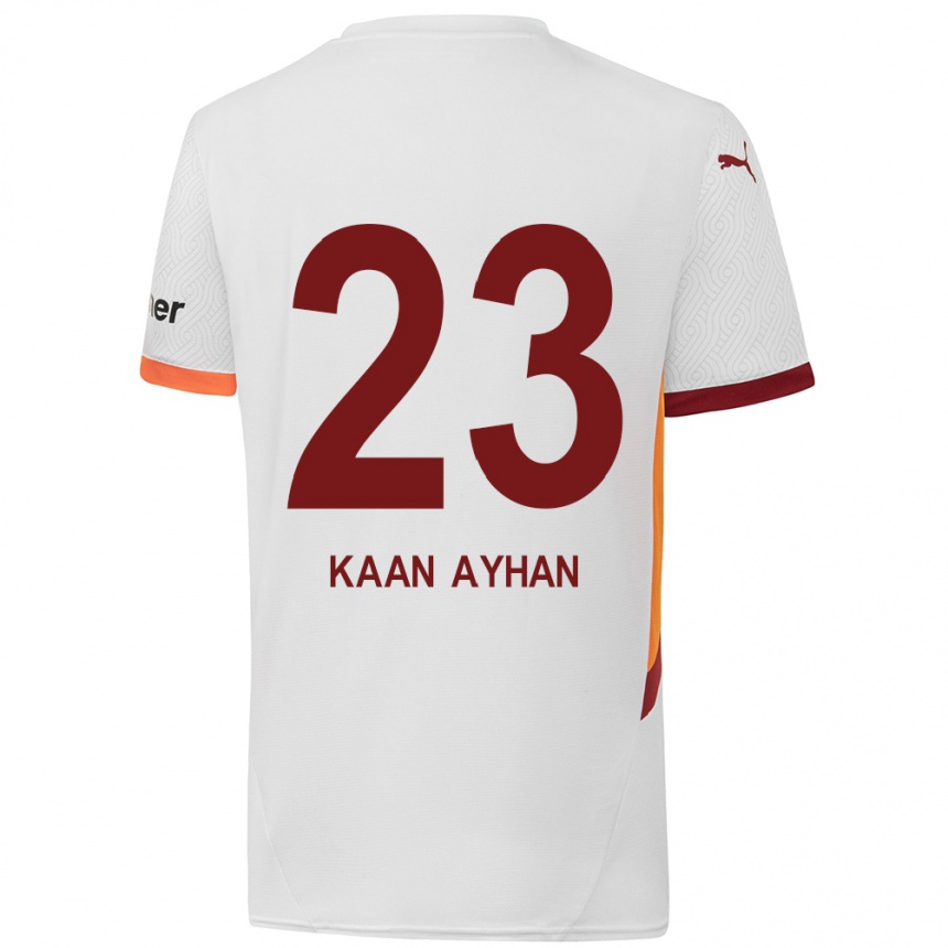 Enfant Football Maillot Kaan Ayhan #23 Blanc Jaune Rouge Tenues Extérieur 2024/25 Canada