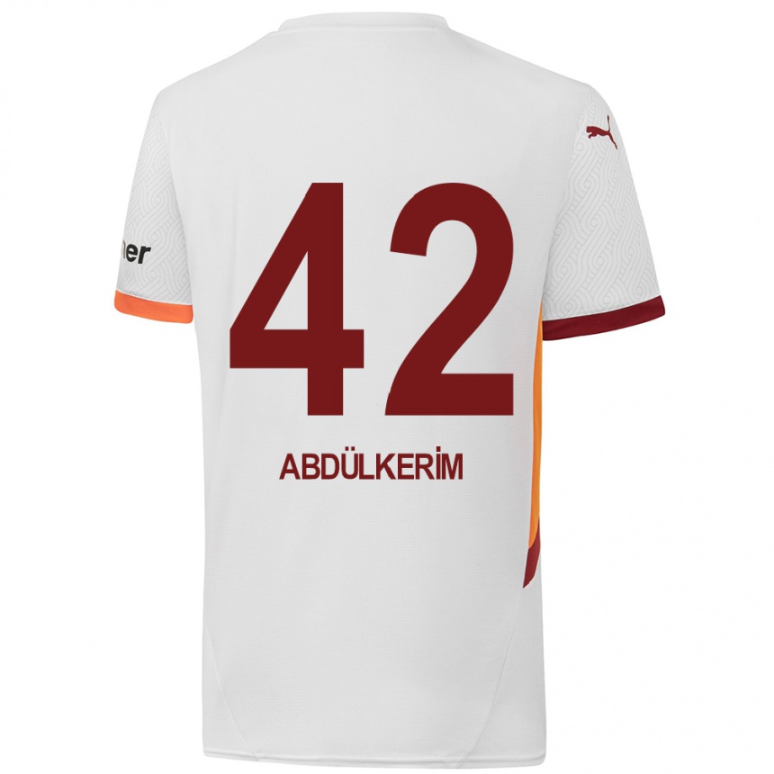 Kids Football Abdülkerim Bardakcı #42 White Yellow Red Away Jersey 2024/25 T-Shirt Canada