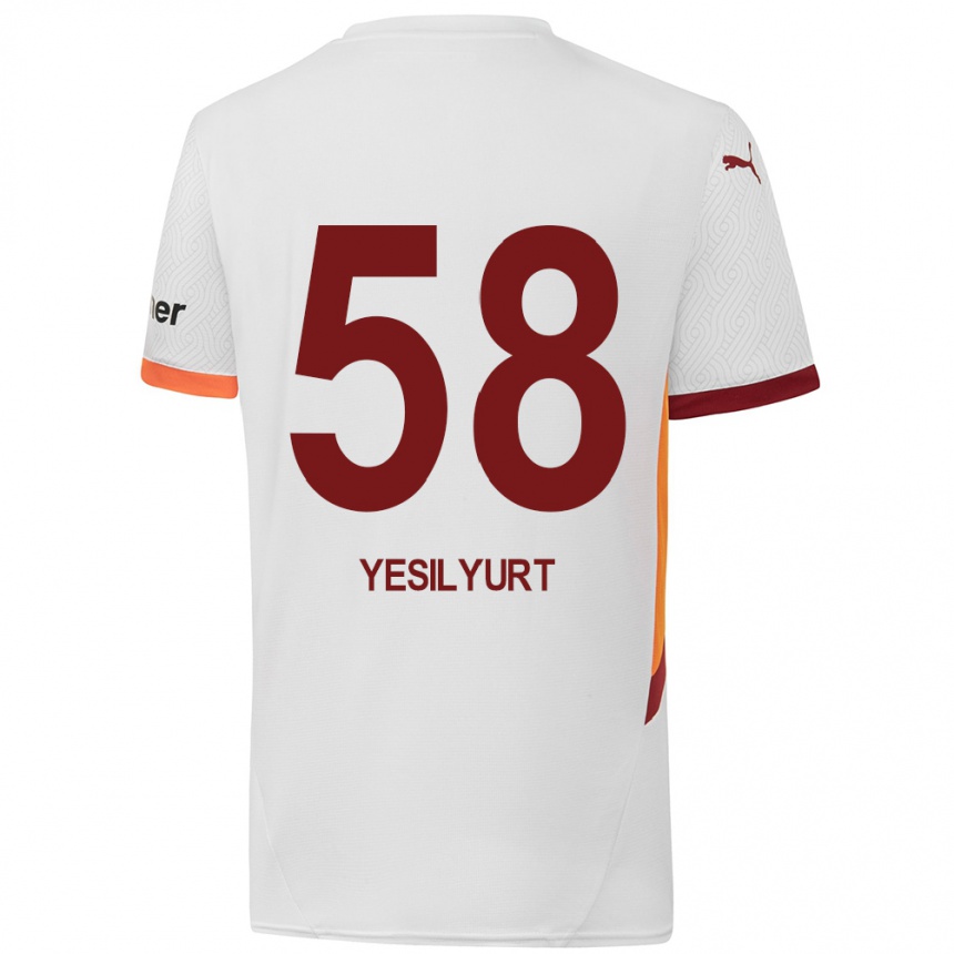 Kids Football Ali Yeşilyurt #58 White Yellow Red Away Jersey 2024/25 T-Shirt Canada