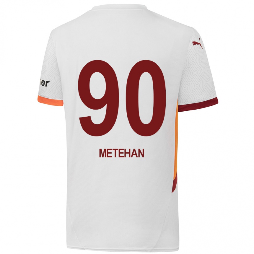 Kids Football Metehan Baltacı #90 White Yellow Red Away Jersey 2024/25 T-Shirt Canada