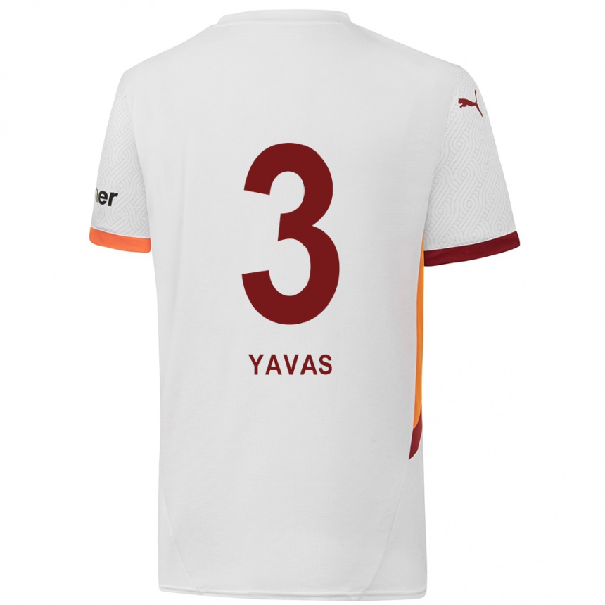 Kids Football Arda Yavas #3 White Yellow Red Away Jersey 2024/25 T-Shirt Canada