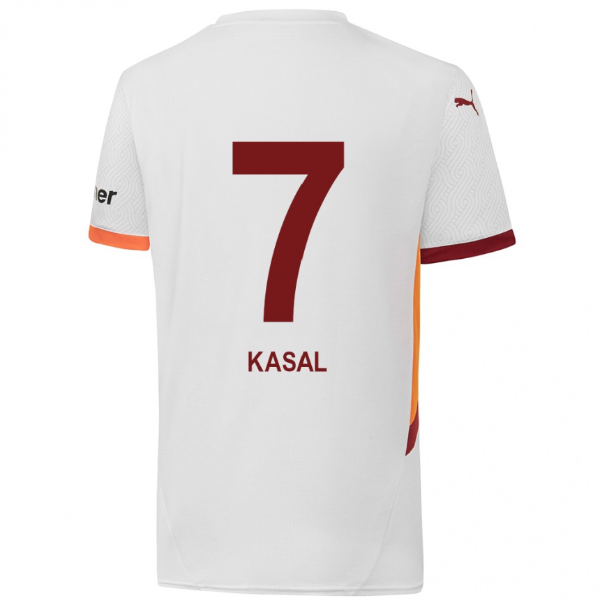 Enfant Football Maillot Yasin Kasal #7 Blanc Jaune Rouge Tenues Extérieur 2024/25 Canada