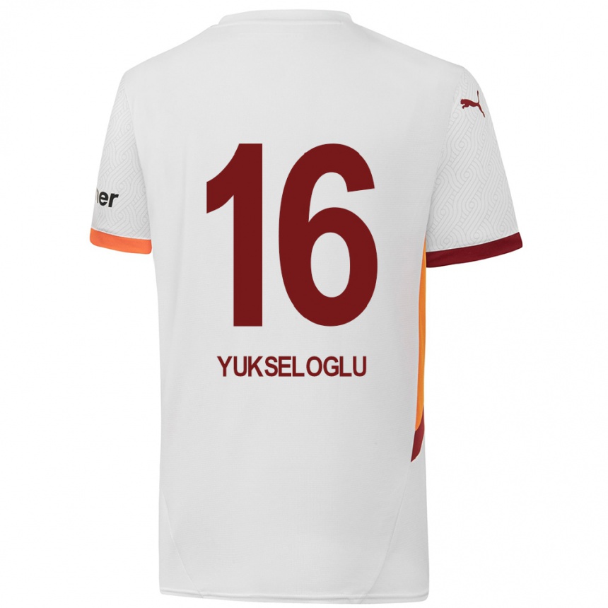 Kids Football Ayaz Yükseloğlu #16 White Yellow Red Away Jersey 2024/25 T-Shirt Canada