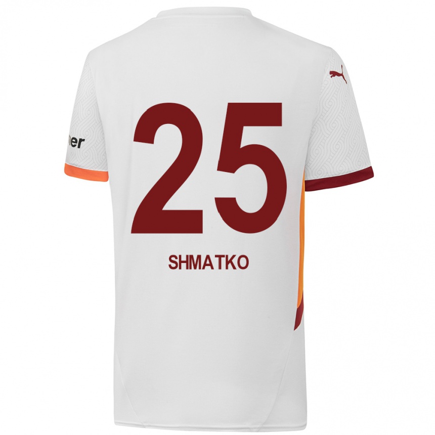 Enfant Football Maillot Lyubov Shmatko #25 Blanc Jaune Rouge Tenues Extérieur 2024/25 Canada