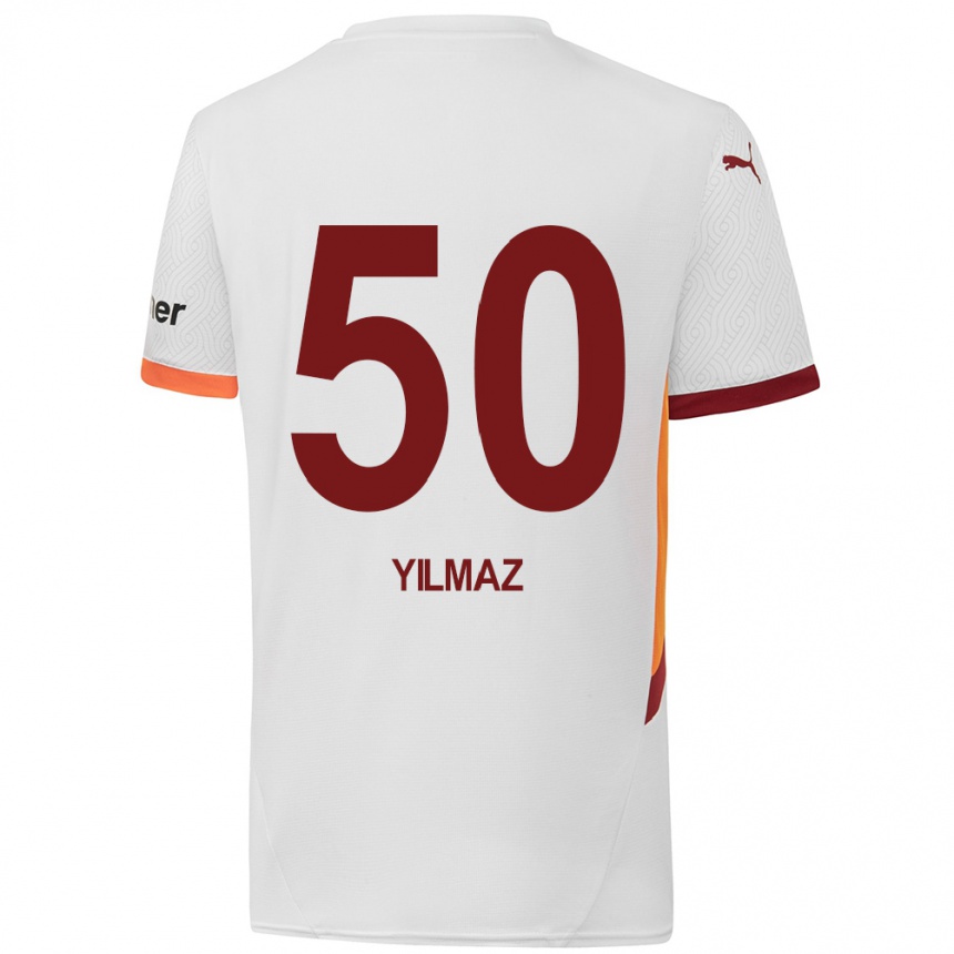 Enfant Football Maillot Jankat Yılmaz #50 Blanc Jaune Rouge Tenues Extérieur 2024/25 Canada