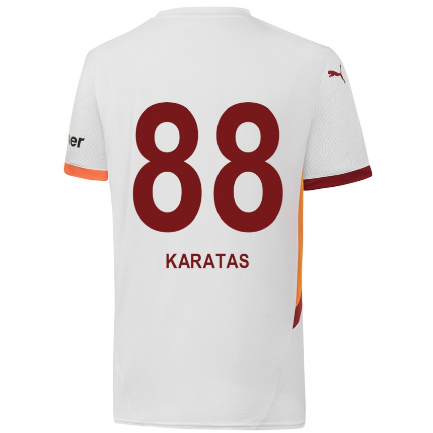 Kids Football Kazımcan Karataş #88 White Yellow Red Away Jersey 2024/25 T-Shirt Canada