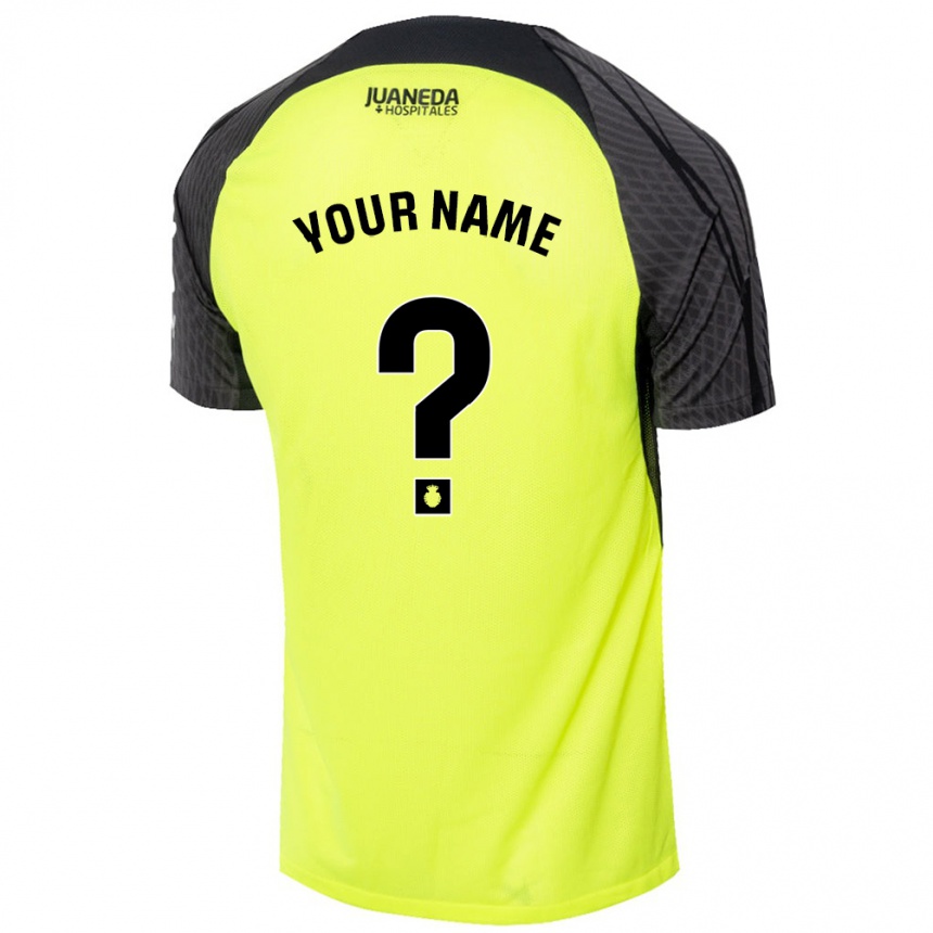 Kids Football Your Name #0 Fluorescent Green Black Away Jersey 2024/25 T-Shirt Canada