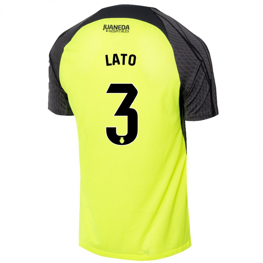 Kids Football Toni Lato #3 Fluorescent Green Black Away Jersey 2024/25 T-Shirt Canada