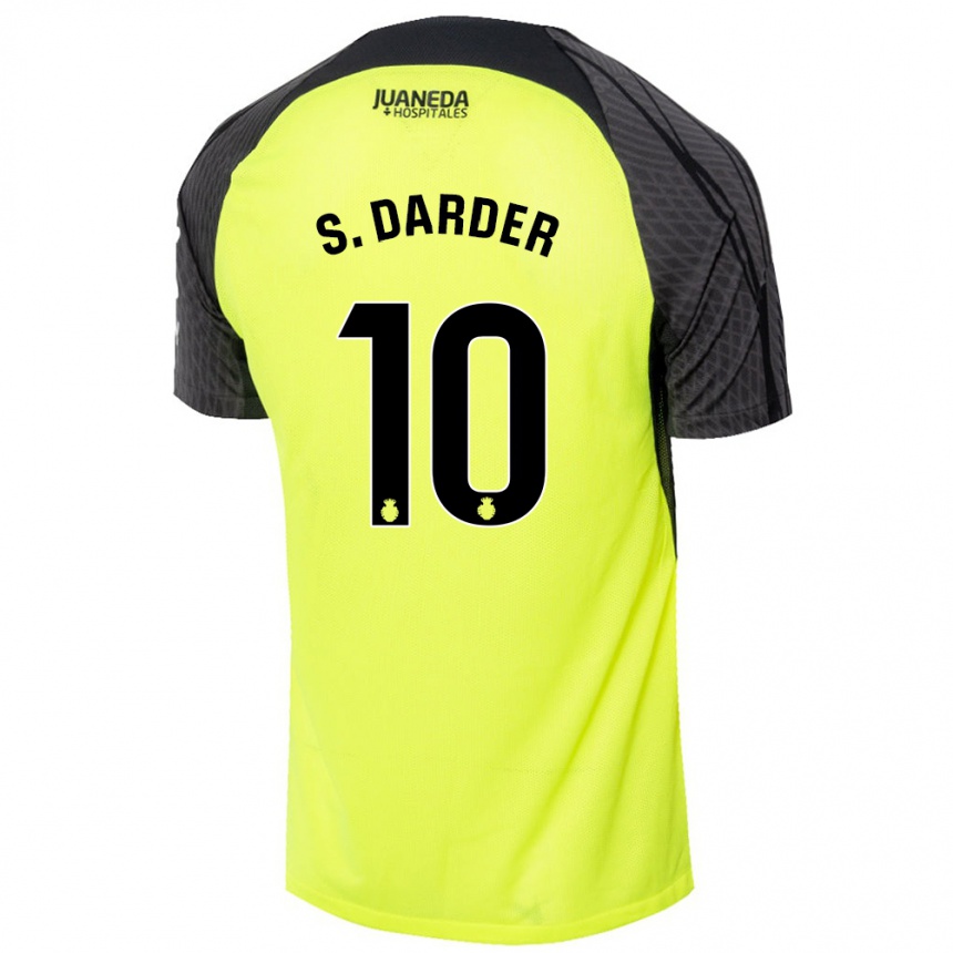 Kids Football Sergi Darder #10 Fluorescent Green Black Away Jersey 2024/25 T-Shirt Canada