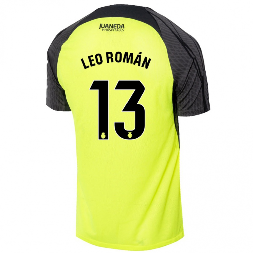 Kids Football Leo Román #13 Fluorescent Green Black Away Jersey 2024/25 T-Shirt Canada