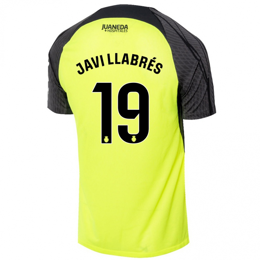 Kids Football Javi Llabrés #19 Fluorescent Green Black Away Jersey 2024/25 T-Shirt Canada