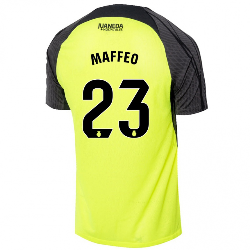 Kids Football Pablo Maffeo #23 Fluorescent Green Black Away Jersey 2024/25 T-Shirt Canada