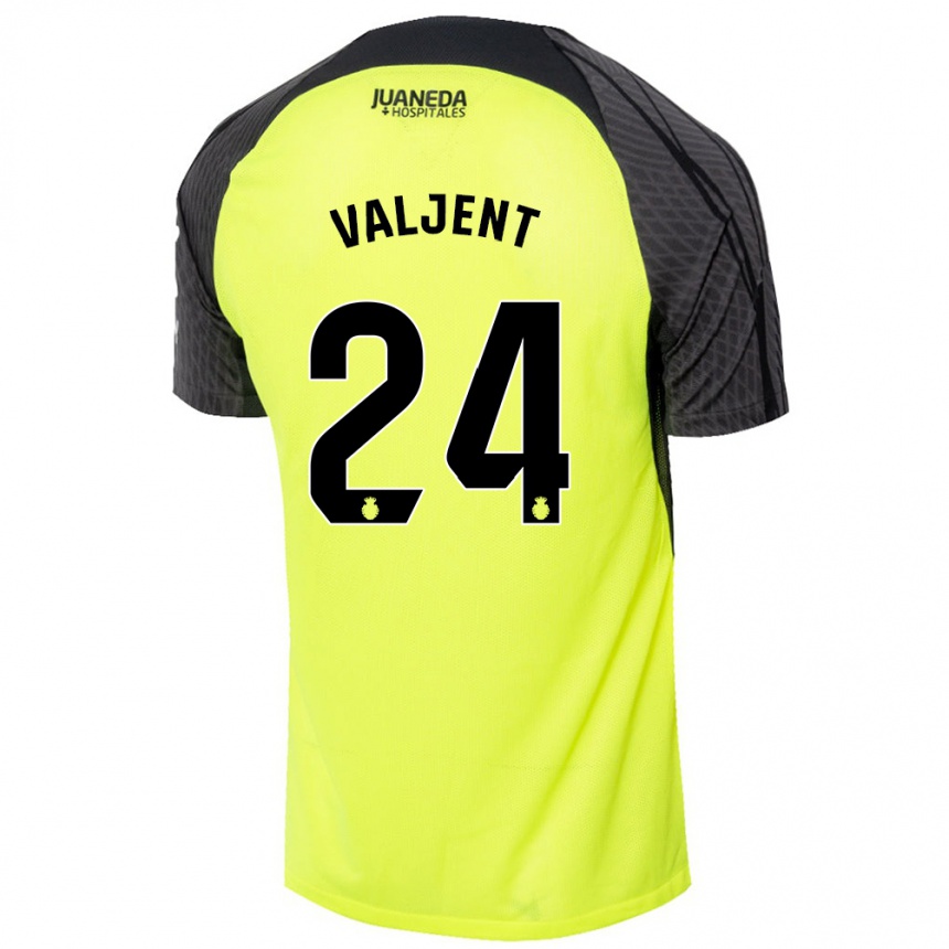 Kids Football Martin Valjent #24 Fluorescent Green Black Away Jersey 2024/25 T-Shirt Canada