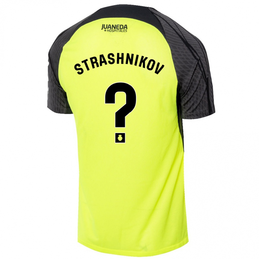 Kids Football Nikolay Strashnikov #0 Fluorescent Green Black Away Jersey 2024/25 T-Shirt Canada