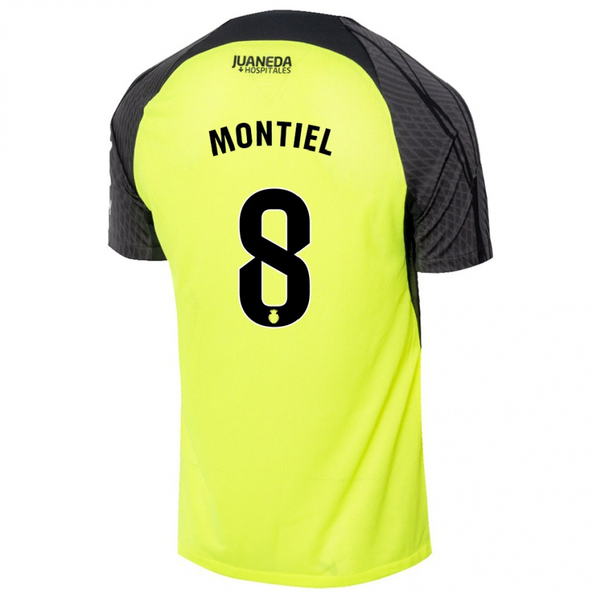 Kids Football Luis Montiel #8 Fluorescent Green Black Away Jersey 2024/25 T-Shirt Canada