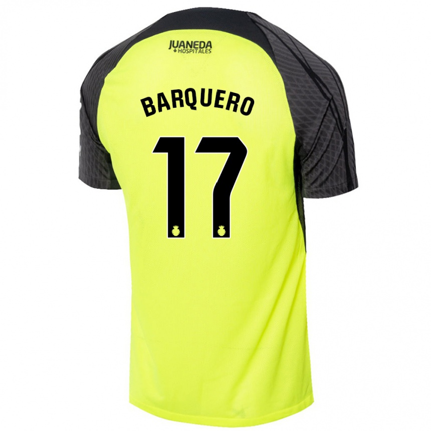 Kids Football Adrián Barquero #17 Fluorescent Green Black Away Jersey 2024/25 T-Shirt Canada