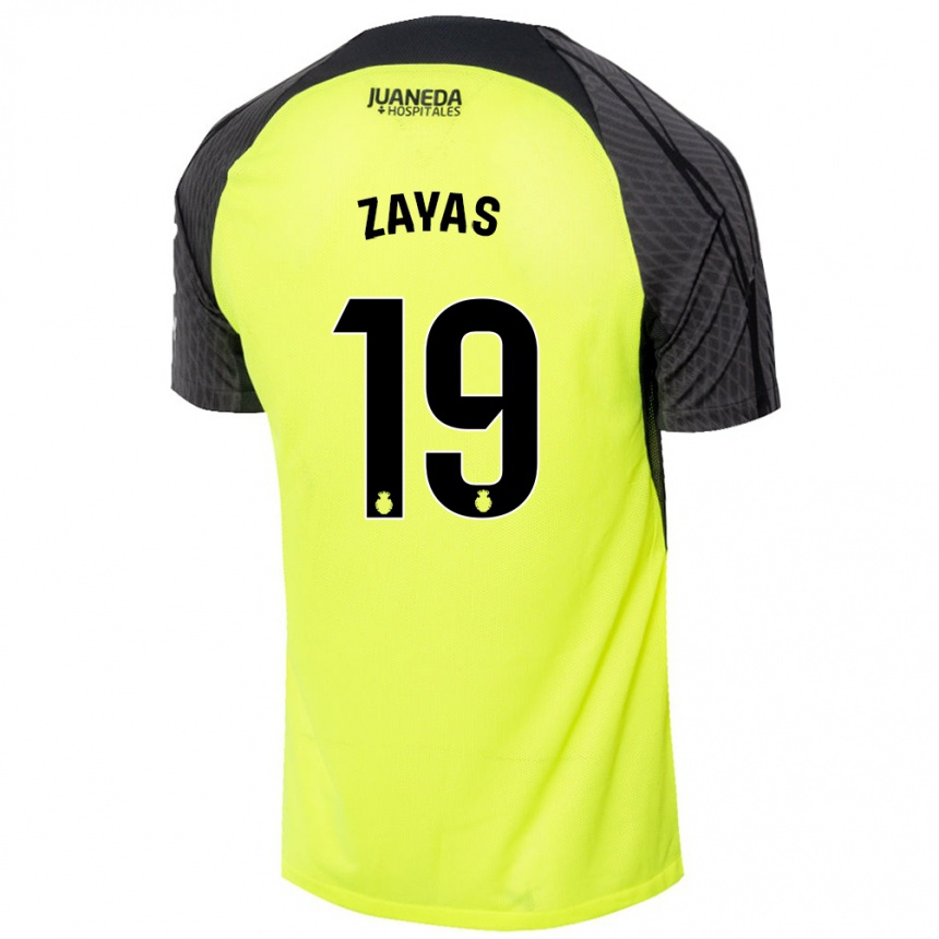 Kids Football Yosmel Zayas #19 Fluorescent Green Black Away Jersey 2024/25 T-Shirt Canada