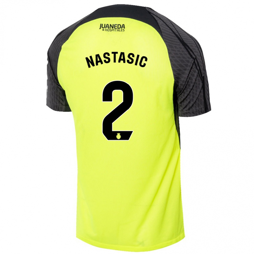 Enfant Football Maillot Matija Nastasic #2 Vert Fluo Noir Tenues Extérieur 2024/25 Canada