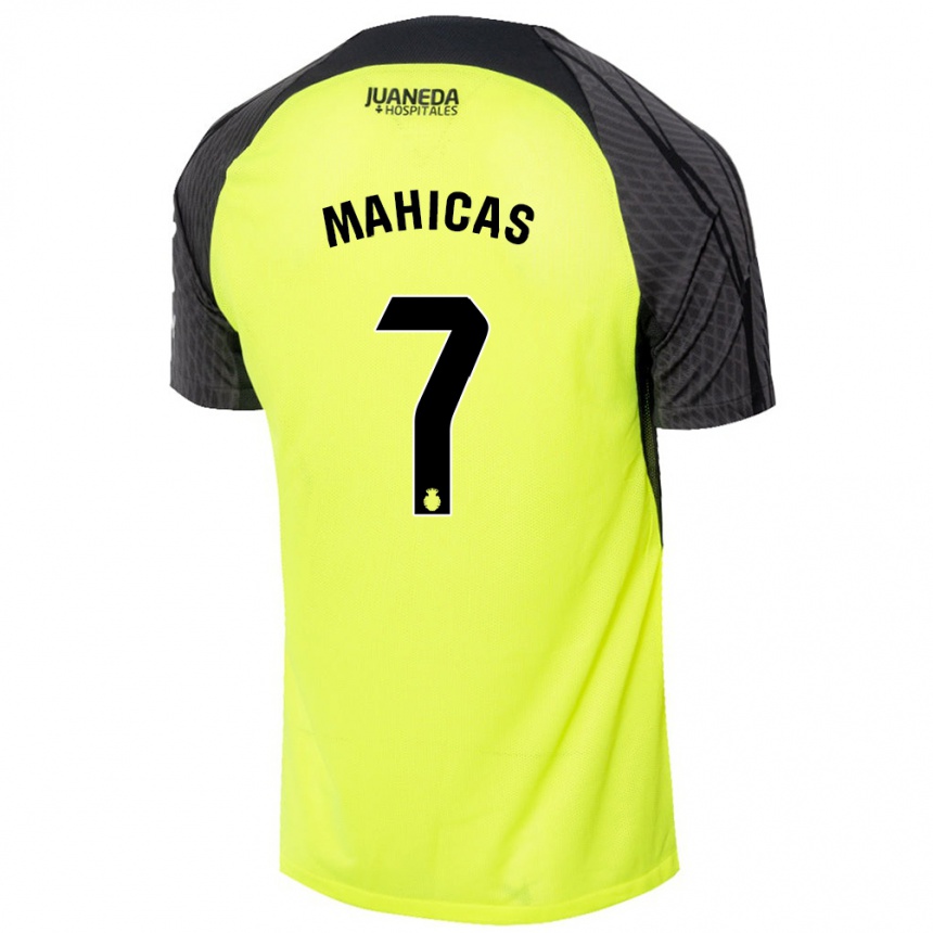 Kids Football Julián Mahicas #7 Fluorescent Green Black Away Jersey 2024/25 T-Shirt Canada