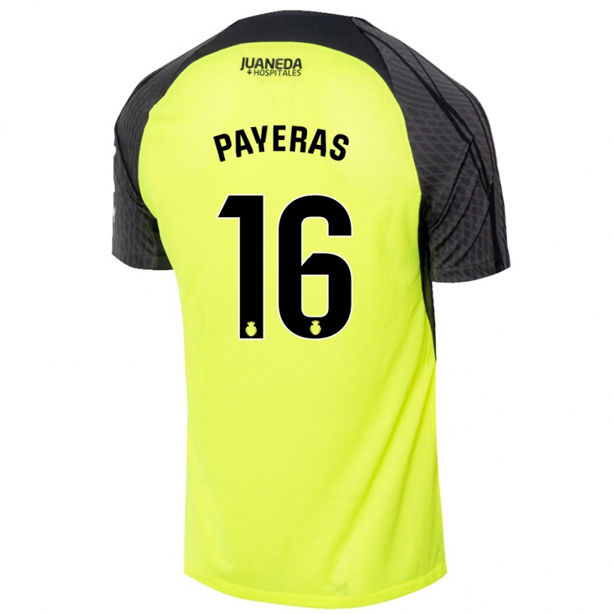 Kids Football Martí Payeras #16 Fluorescent Green Black Away Jersey 2024/25 T-Shirt Canada