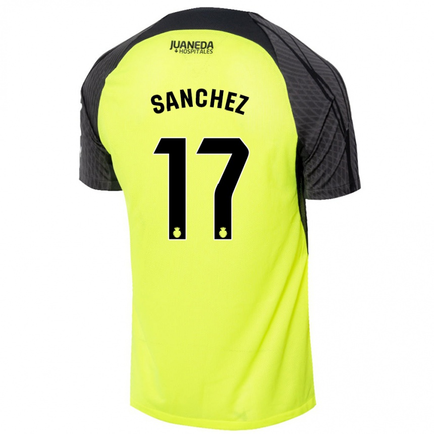 Kids Football Avelino Sánchez #17 Fluorescent Green Black Away Jersey 2024/25 T-Shirt Canada