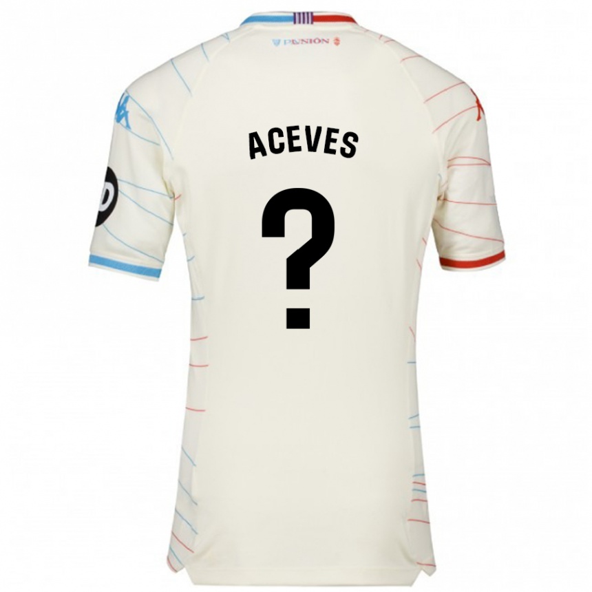 Kids Football Álvaro Aceves #0 White Red Blue Away Jersey 2024/25 T-Shirt Canada