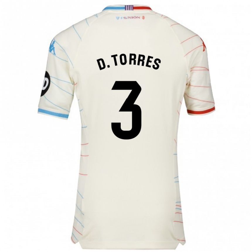 Kids Football David Torres #3 White Red Blue Away Jersey 2024/25 T-Shirt Canada