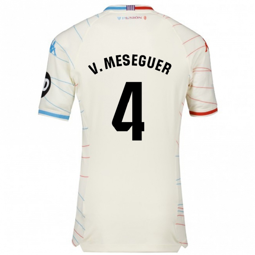 Enfant Football Maillot Víctor Meseguer #4 Blanc Rouge Bleu Tenues Extérieur 2024/25 Canada