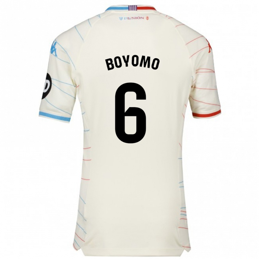 Kids Football Enzo Boyomo #6 White Red Blue Away Jersey 2024/25 T-Shirt Canada