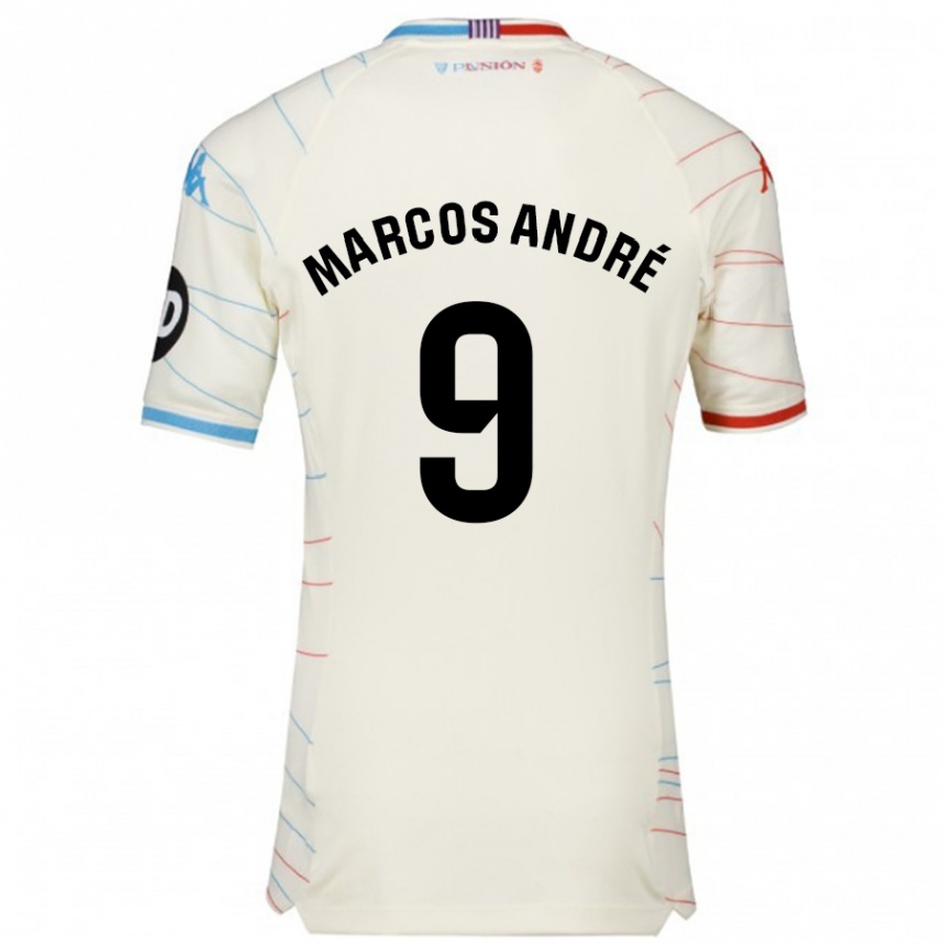 Kids Football Marcos André #9 White Red Blue Away Jersey 2024/25 T-Shirt Canada