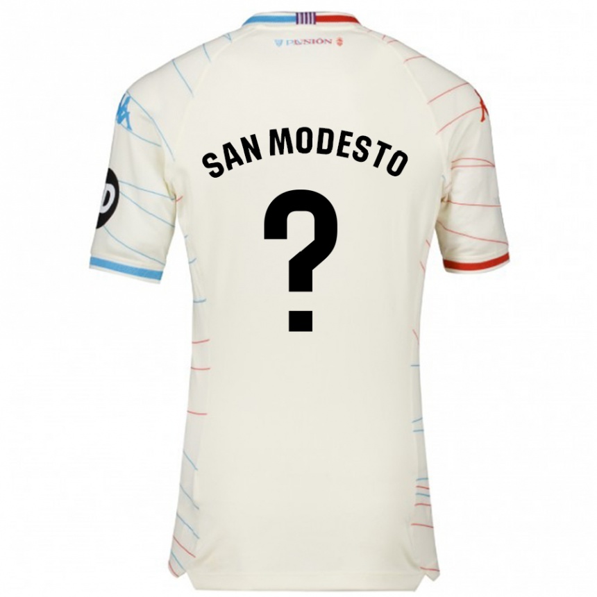 Enfant Football Maillot Hugo San Modesto #0 Blanc Rouge Bleu Tenues Extérieur 2024/25 Canada