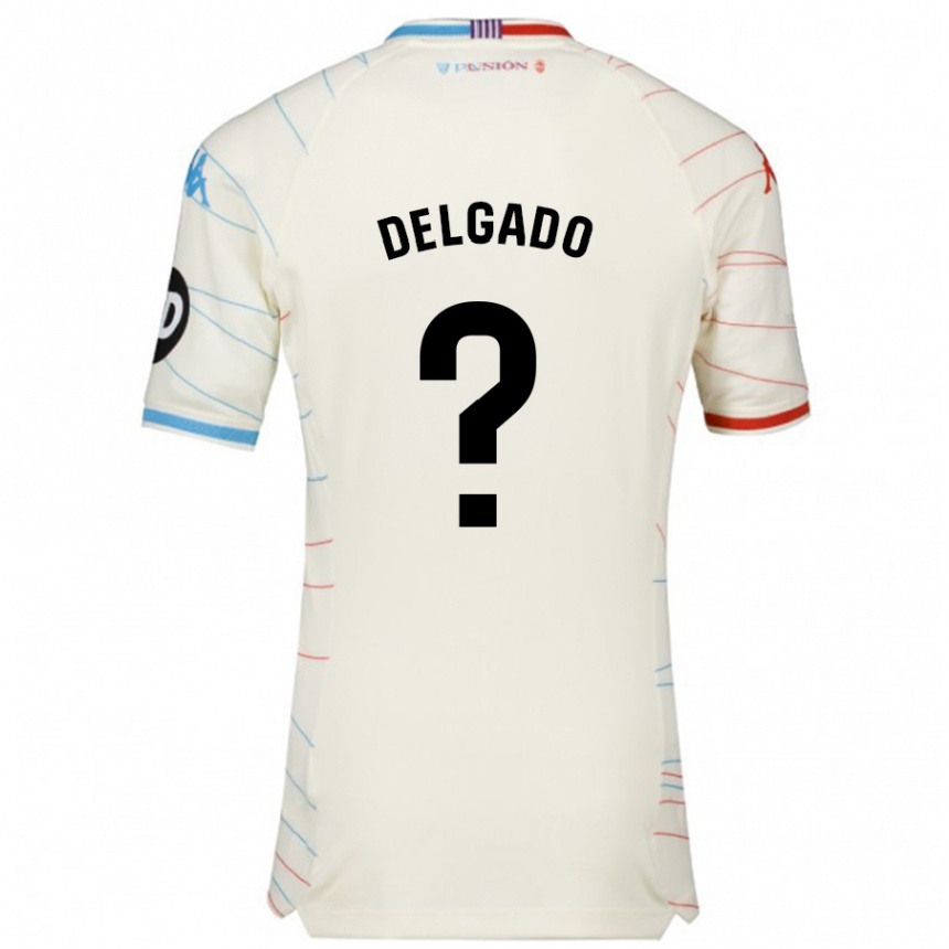 Kids Football Jorge Delgado #0 White Red Blue Away Jersey 2024/25 T-Shirt Canada