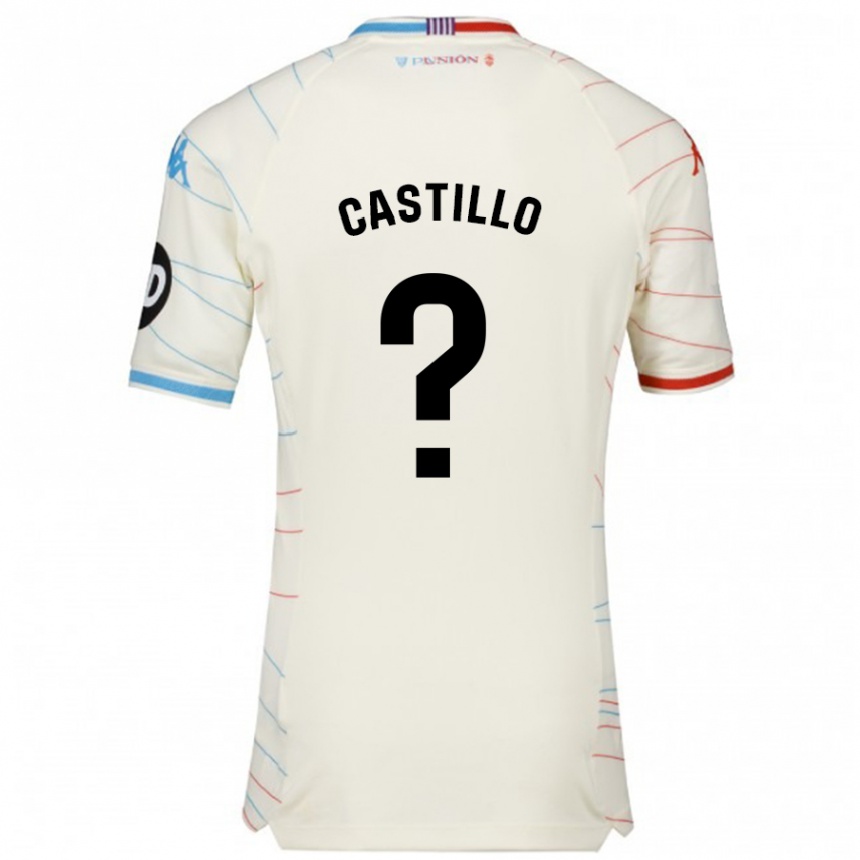 Kids Football Gonzalo Castillo #0 White Red Blue Away Jersey 2024/25 T-Shirt Canada