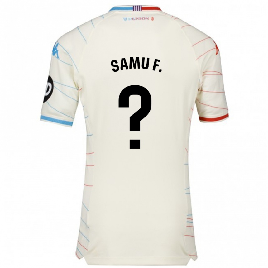 Enfant Football Maillot Samu Fernández #0 Blanc Rouge Bleu Tenues Extérieur 2024/25 Canada