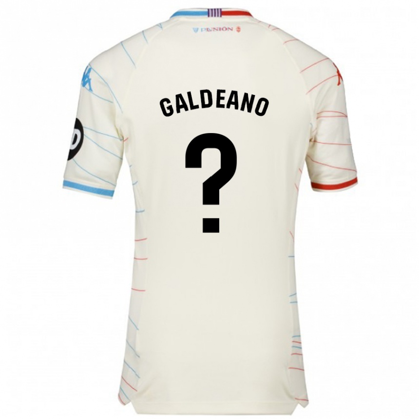 Kids Football Alejandro Galdeano #0 White Red Blue Away Jersey 2024/25 T-Shirt Canada