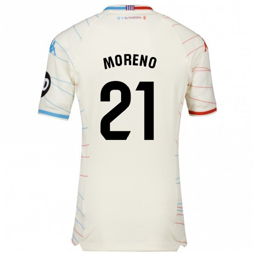 Enfant Football Maillot Xavi Moreno #21 Blanc Rouge Bleu Tenues Extérieur 2024/25 Canada