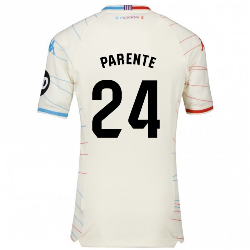 Kids Football Iago Parente #24 White Red Blue Away Jersey 2024/25 T-Shirt Canada