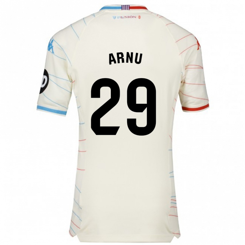 Enfant Football Maillot Adrián Arnu #29 Blanc Rouge Bleu Tenues Extérieur 2024/25 Canada