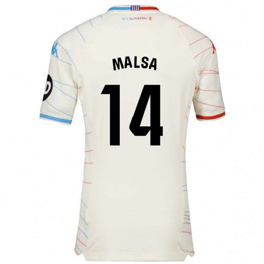 Enfant Football Maillot Mickaël Malsa #14 Blanc Rouge Bleu Tenues Extérieur 2024/25 Canada