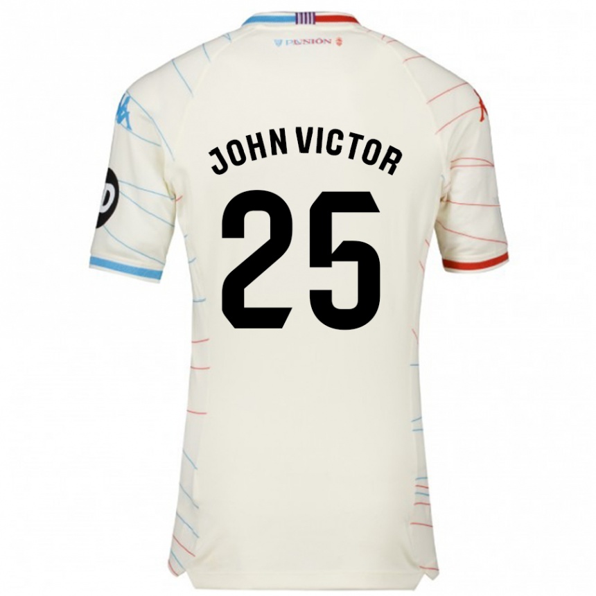 Enfant Football Maillot John Victor #25 Blanc Rouge Bleu Tenues Extérieur 2024/25 Canada