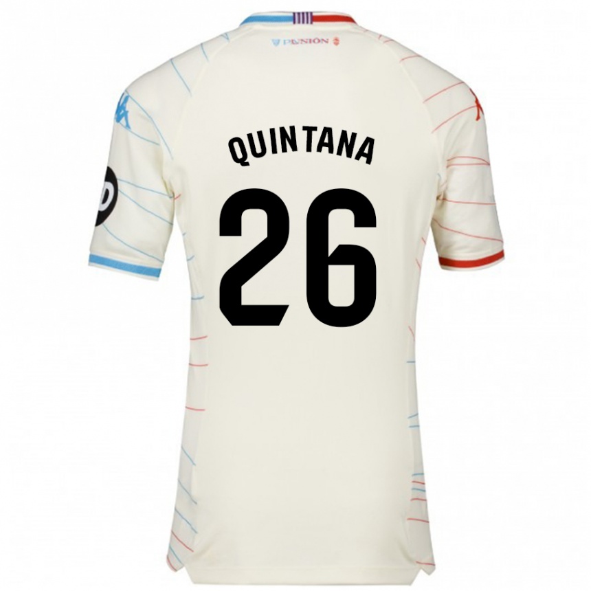 Kids Football Alberto Quintana #26 White Red Blue Away Jersey 2024/25 T-Shirt Canada